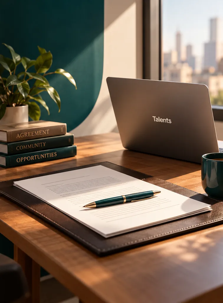 A signed agreement on a desk